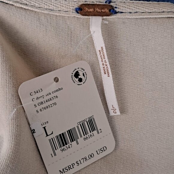 Free People Printed Ruby Jacket Deep Sea Combo Size Large NWT - Picture 10 of 14